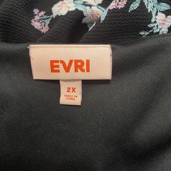 EVRI Black Floral print Baby doll dress, size 2X - Picture 5 of 5